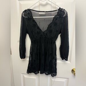 Zara Black Mesh Detail